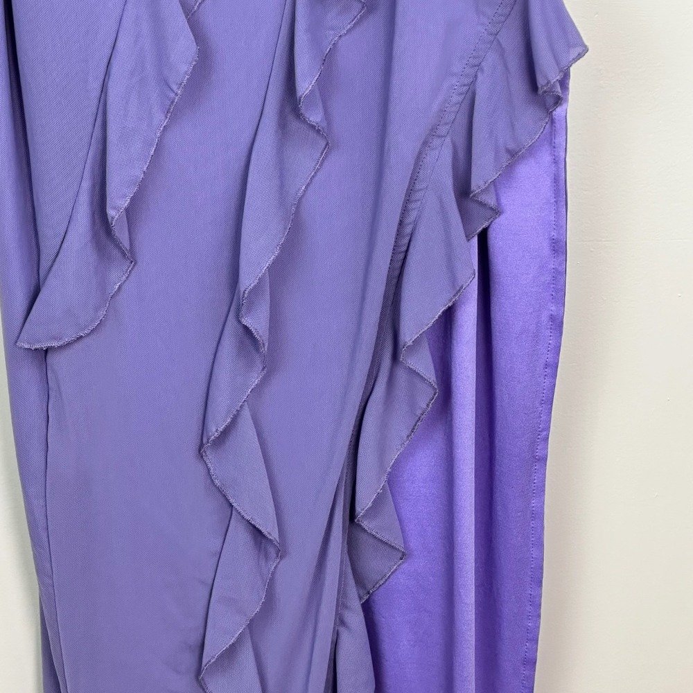 Angel Biba Purple Ruffle Maxi Dress Sleeveless Side Slit Lavender US S AU 8 - Picture 5 of 7